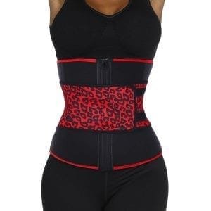 Smooth Abdomen Leopard 7 Steel Boned Latex Waist Trainer Big Size