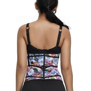 Rose Print Latex Waist Cincher Double Belts Highest Compression