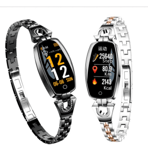 H8 Smartwatch stainless steel strap Female watch golden heart rate sleep monitor – Wholesale Item
