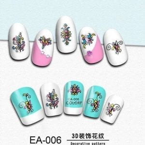 Acrylic Engraved Embossed 5D gel nail sticker with self-adhesive – Wholesale Item