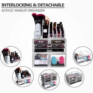 Detachable Interlocking Household Clear Plastic Acrylic Makeup Organizer-Dropshipping Available