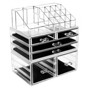 Detachable Interlocking Household Clear Plastic Acrylic Makeup Organizer-Dropshipping Available