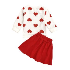 Fashion Heart Prints Tops And Skirt Clothing Set-Wholesale Item