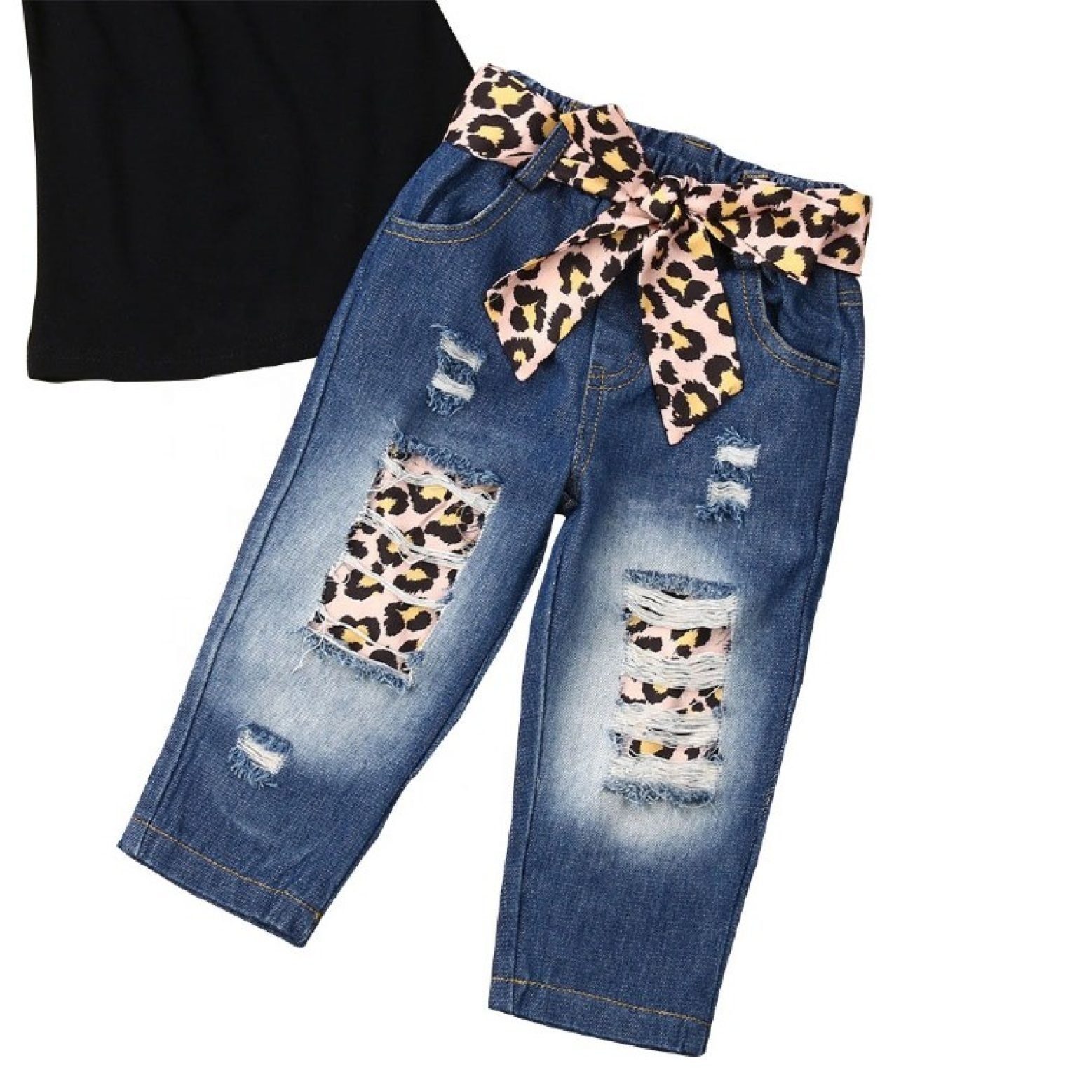 leopard ripped jeans