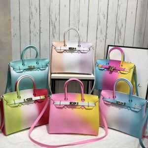 Jelly Handbag Gradient Color PVC Square Large Capacity Shoulder Bag – Dropshipping Available