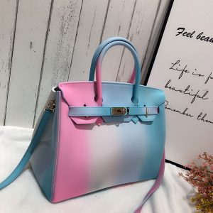 Jelly Handbag Gradient Color PVC Square Large Capacity Shoulder Bag – Dropshipping Available