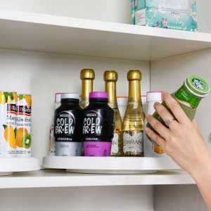 Rotatable Desktop Tray Multifunctional Plastic Round Storage Cabinet Rack – Dropshipping Available