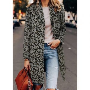 Leopard Print Lapel Coat