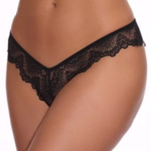 Black Crisscross Back V Shape Lace Thong