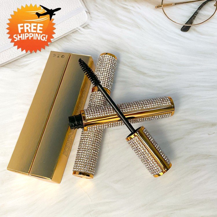 Diamond mascara tube gold package custom logo 4D waterproof- Custom Logo Available