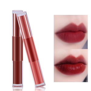 Dual ended waterproof nude private label lip gloss lipstick – Custom Logo Available