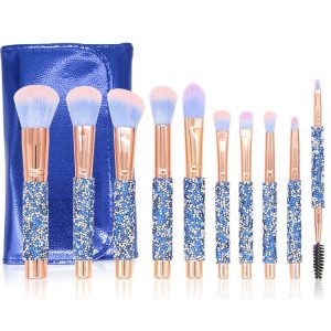 Luxury diamond handle makeup brush set with bag do your own logo – Custom Logo Available
